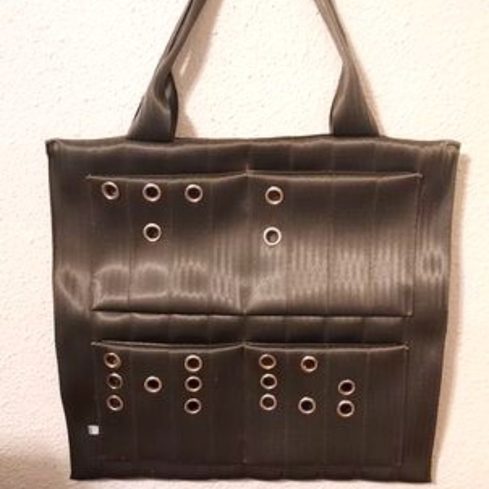 Ting London Gunmetal Silver Faux Rivet Holes Handbag